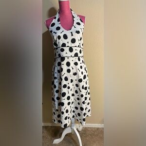 New AB Studio Strapless Black and White Polka Dot Dress size 16